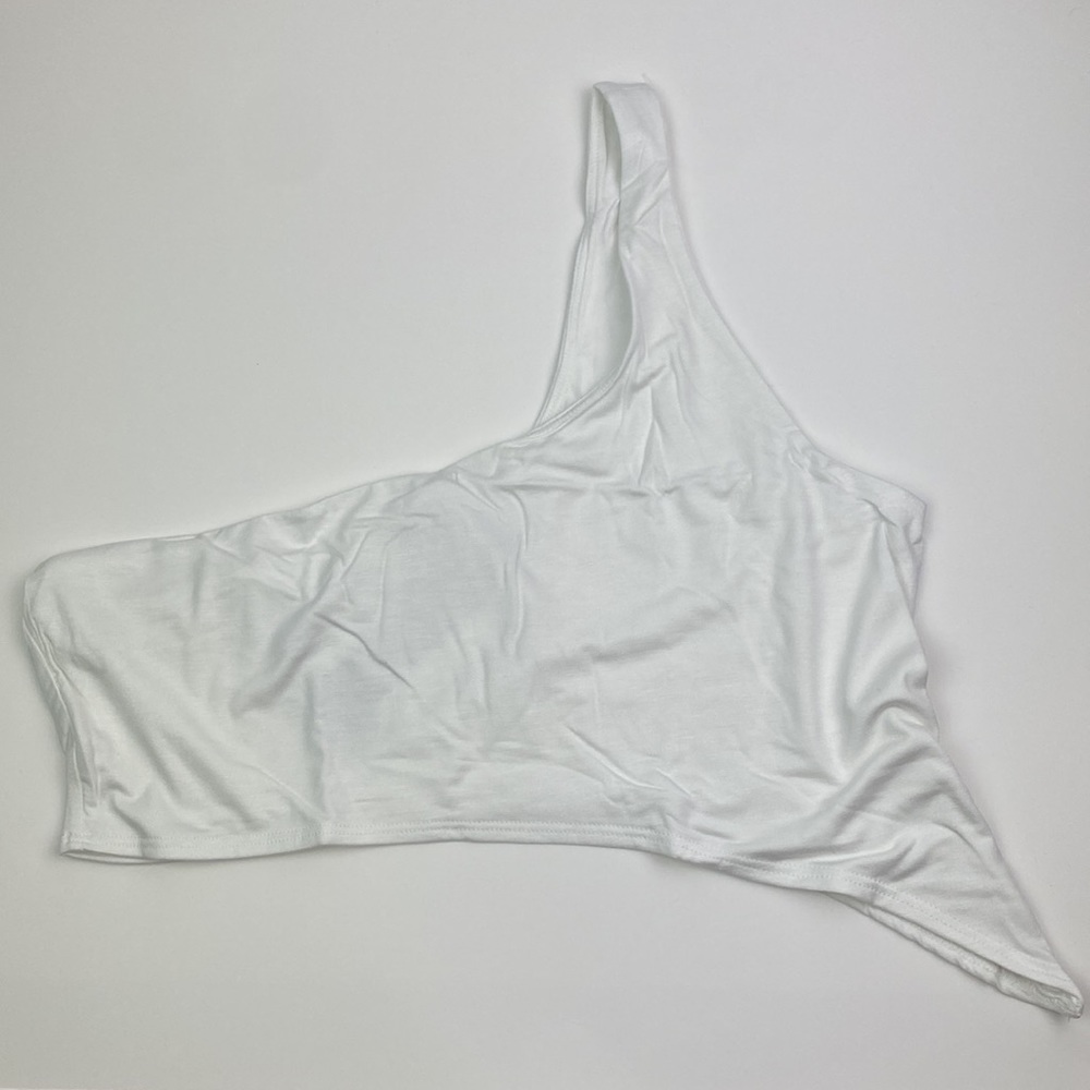 NWT Naked Wardrobe | White Asymmetrical Crop Top XL